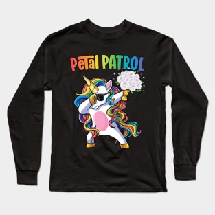 Petal Patrol Shirt Flower Girl Wedding Dabbing Unicorn Long Sleeve T-Shirt